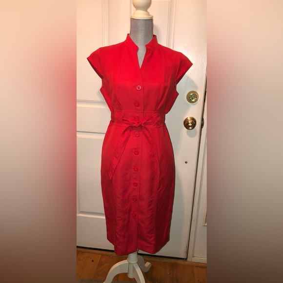 CALVIN KLEIN SLEEVELESS RED DRESS SZ 10 - Picture 1 of 4